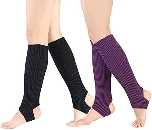 Fashion Yoga Socks for Women Girls Workout Socks Toeless Training Dance Leg Warmers (Black)