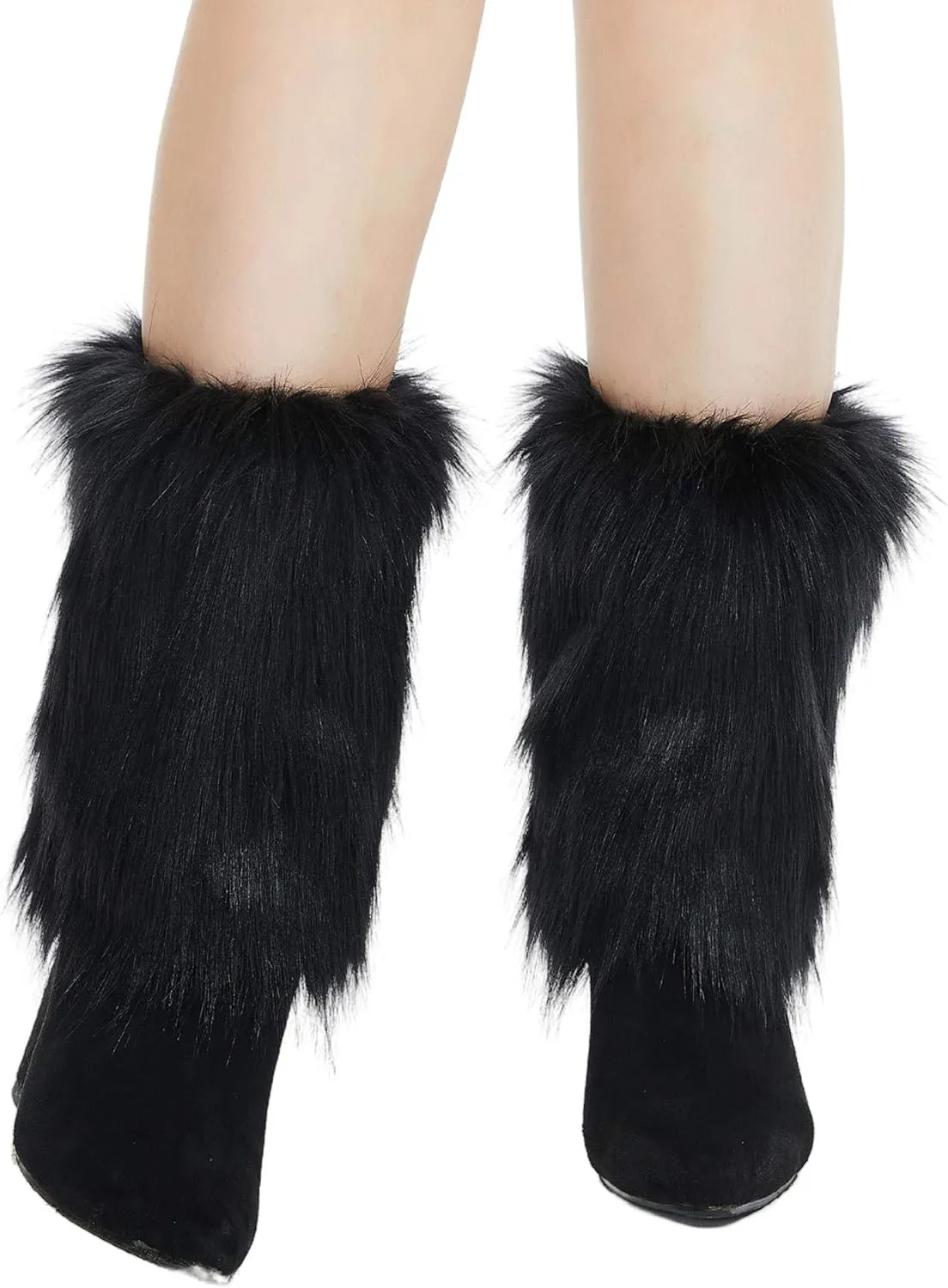 Faux Fur Leg Warmers - Womens Winter Warm Fur Boot Cuffs Covers, Cozy, Christmas, Halloween, Unicorn, Hippie Costume