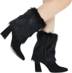 Faux Fur Leg Warmers - Womens Winter Warm Fur Boot Cuffs Covers, Cozy, Christmas, Halloween, Unicorn, Hippie Costume