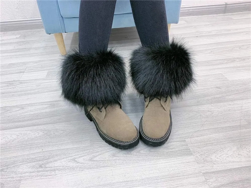 Faux Fur Wrist Cuffs Arm Leg Warmers Winter Boot Cuffs Warm Band Ring For Women
