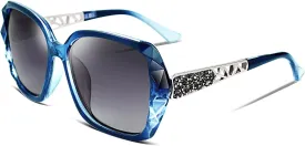 FEISEDY Polarized Women Square Sunglasses Sparkling Composite Shiny Frame B2289