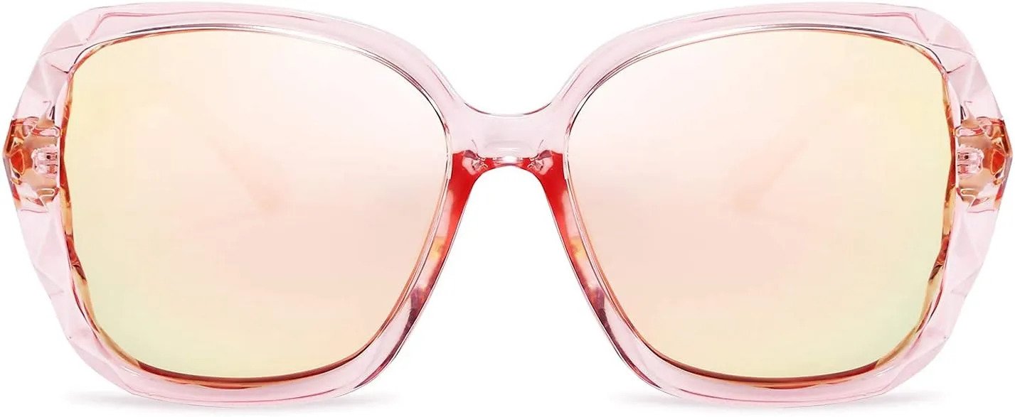 FEISEDY Polarized Women Square Sunglasses Sparkling Composite Shiny Frame B2289