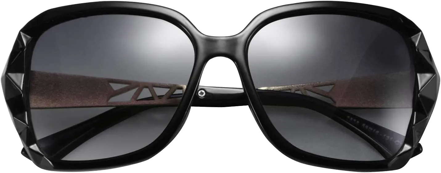 FEISEDY Polarized Women Square Sunglasses Sparkling Composite Shiny Frame B2289