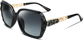 FEISEDY Polarized Women Square Sunglasses Sparkling Composite Shiny Frame B2289