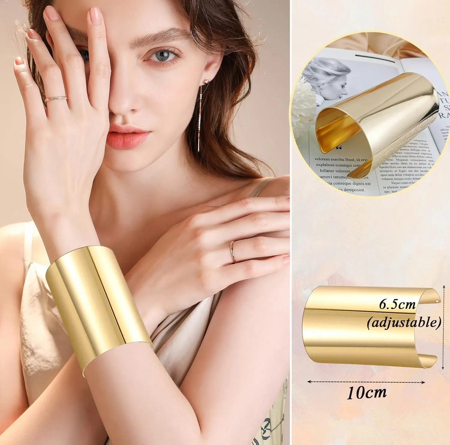 FIRAZIO 2-8 Pcs Cuff Bangle Bracelet for Women Open Wide Wire Bracelets Gold Wrist Cuff Wrap Bracelet Adjustable