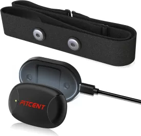 FITCENT Rechargeable Heart Rate Monitor Chest Strap 5.3 kHz/Bluetooth 5.0/ANT , Heart Rate Sensor for Peloton Strava Zwift DDP Yoga