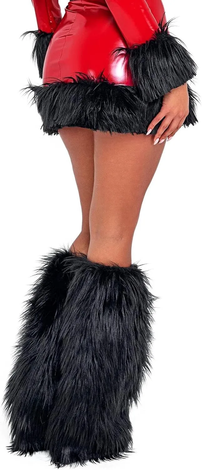 FOMOYUU Womens Fur Leg Warmers Winter Sexy Furry Fuzzy Leg Warmers Soft Boot Cuffs Cover Fuzzy Shoes Cover Accessory