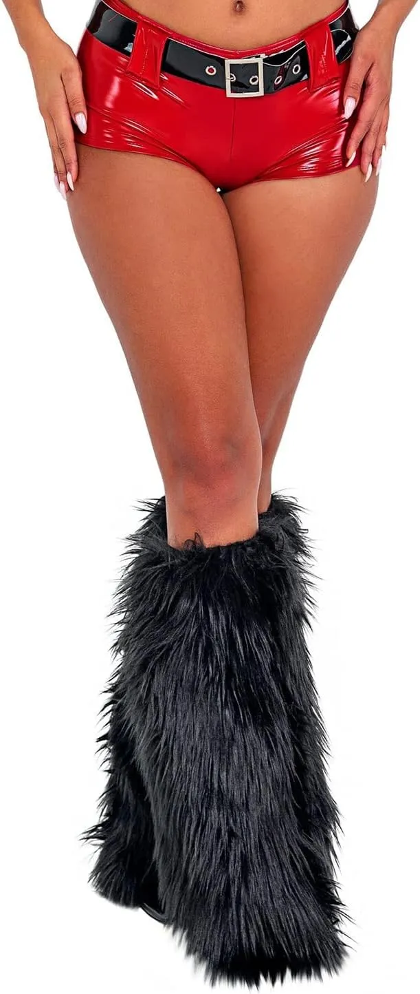 FOMOYUU Womens Fur Leg Warmers Winter Sexy Furry Fuzzy Leg Warmers Soft Boot Cuffs Cover Fuzzy Shoes Cover Accessory