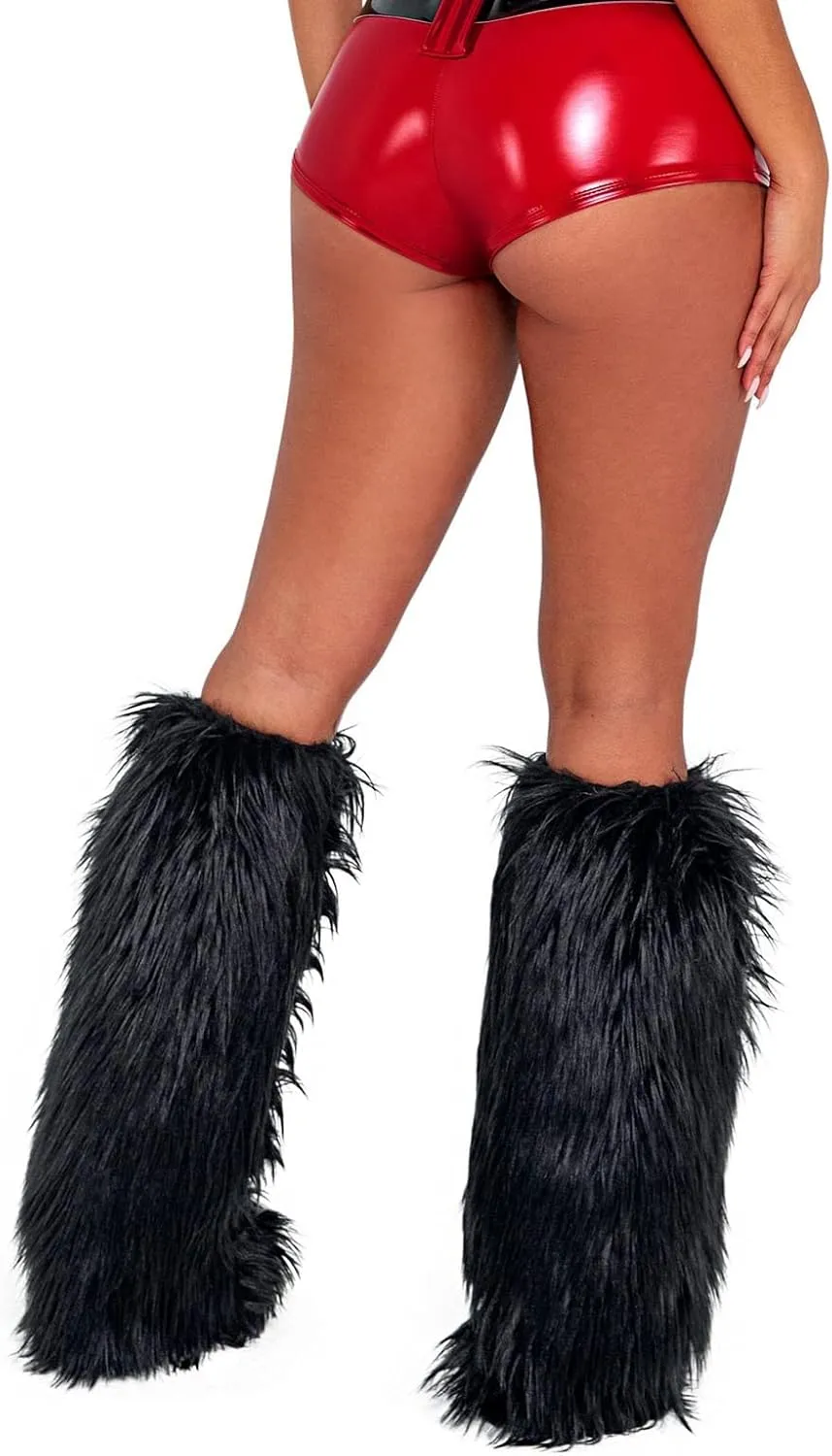 FOMOYUU Womens Fur Leg Warmers Winter Sexy Furry Fuzzy Leg Warmers Soft Boot Cuffs Cover Fuzzy Shoes Cover Accessory