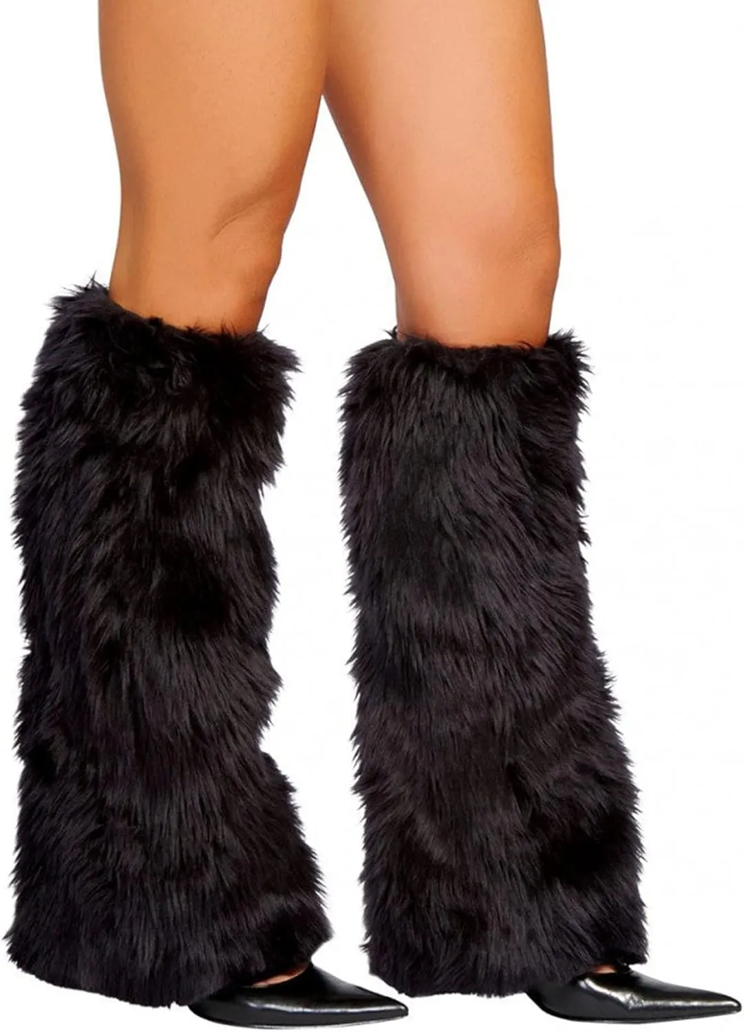 FOMOYUU Womens Fur Leg Warmers Winter Sexy Furry Fuzzy Leg Warmers Soft Boot Cuffs Cover Fuzzy Shoes Cover Accessory