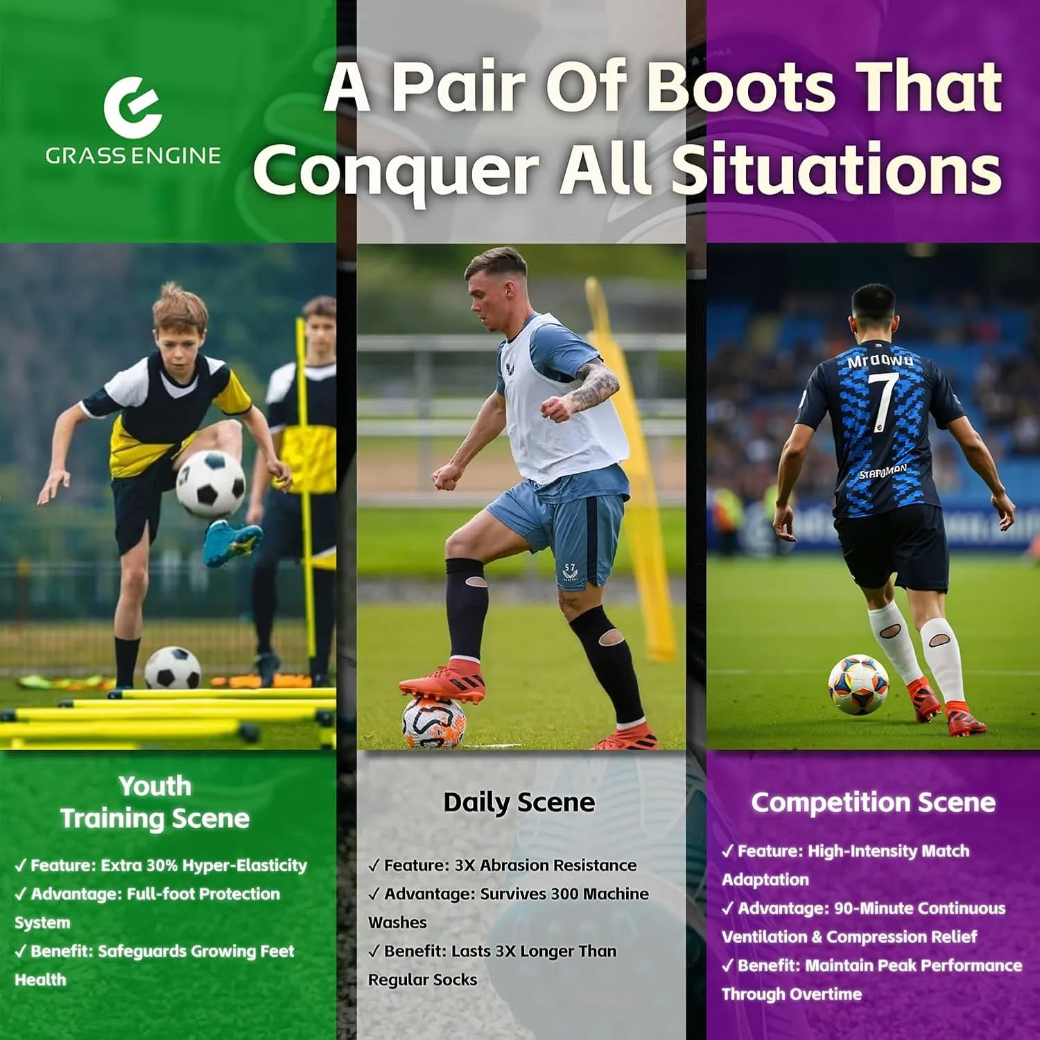 Football Leg Sleeves for Men and Women, Pre Cut Breathable Hole Soccer Sleeve Socks, Sock Sleeves