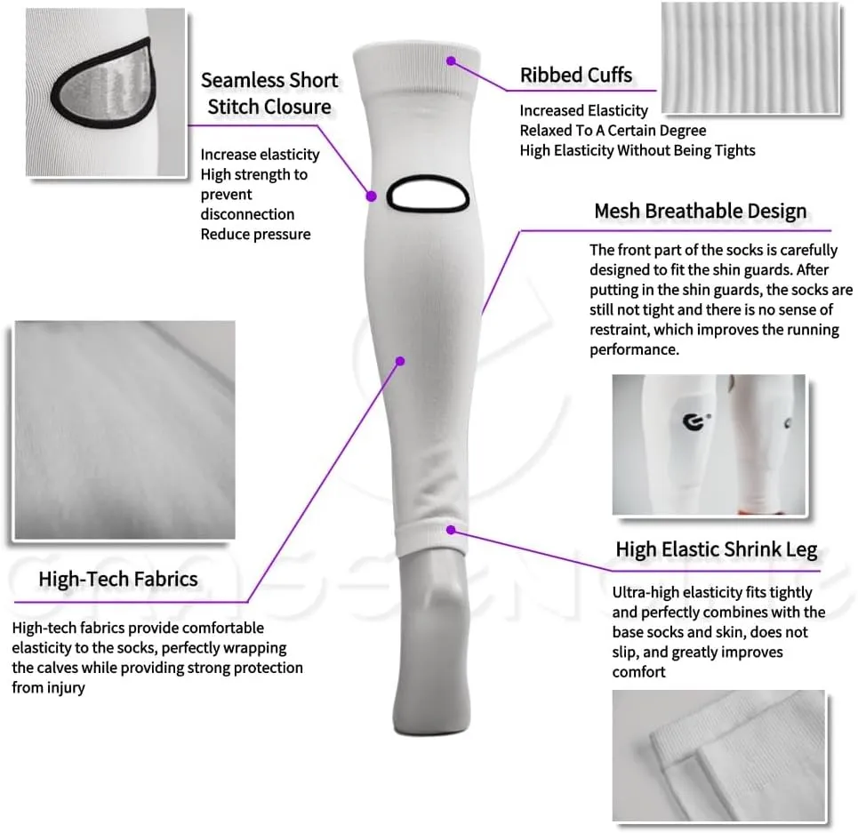 Football Leg Sleeves for Men and Women, Pre Cut Breathable Hole Soccer Sleeve Socks, Sock Sleeves