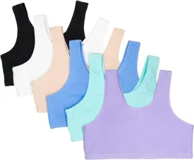 Fruit of the Loom Girls' Multi Cotton Built-Up Stretch Sports Bra Available in 6 Packs Fruit of the Loom Girls' Multi Cotton Built-Up Stretch Sports Bra Available in 6 Packs