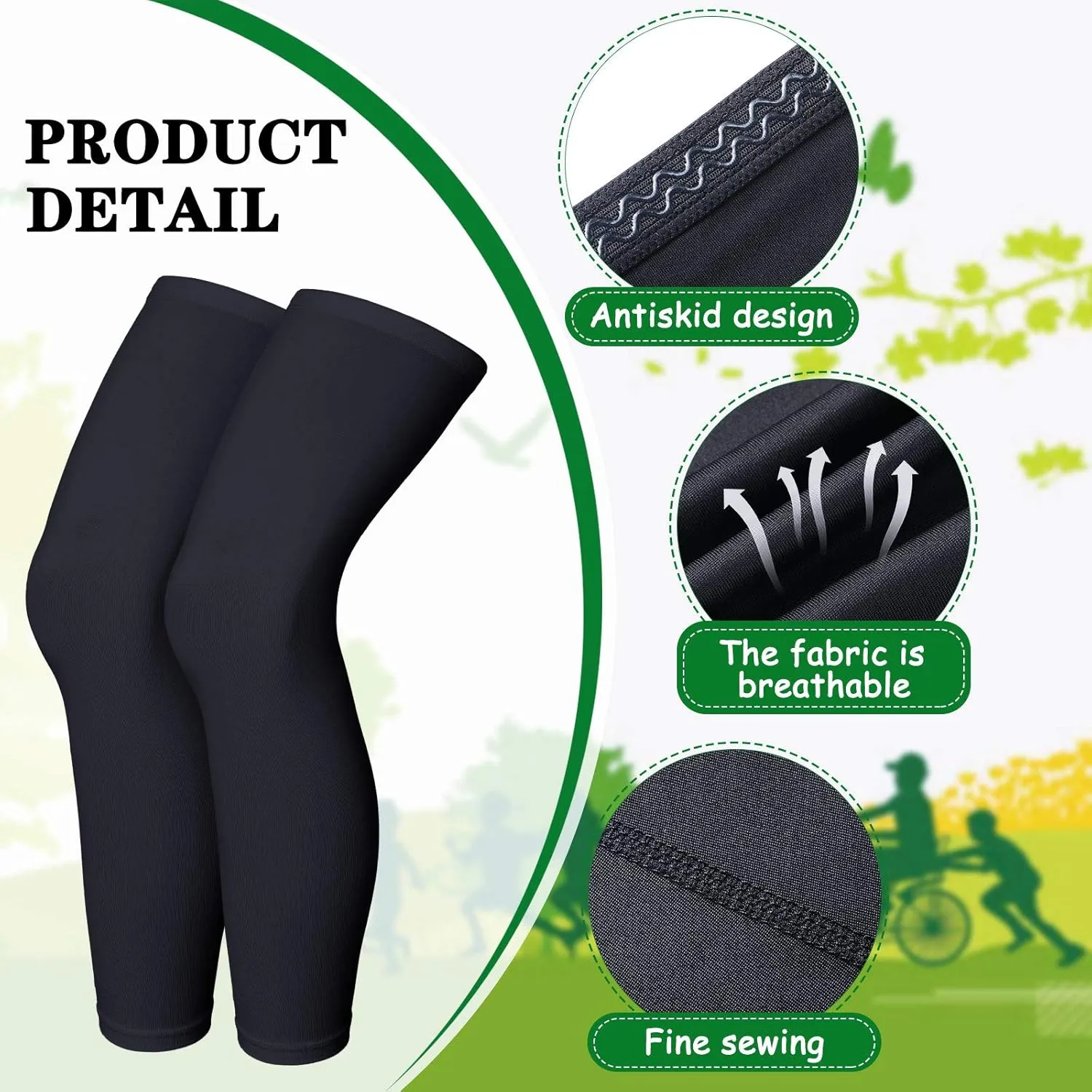 Geyoga 2 Pairs Compression Full Length Leg Sleeve Arm Sleeve for Men Women, Football (Black, White, Small)
