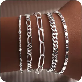 Gold Bracelets for Women Trendy,14K Real Gold Plated Dainty Stackable Paperclip Cuban Link Chain Bracelets,Cuff Bracelets Jewelry Mother's Day Gifts for Mom Adjustable 7" 2"