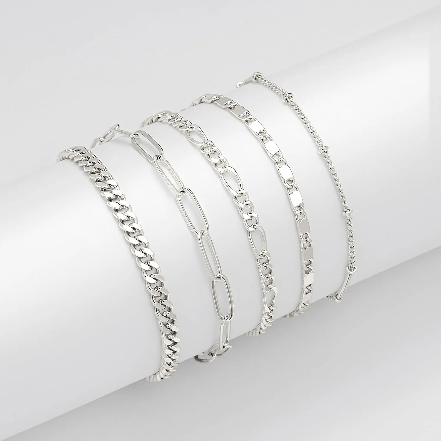 Gold Bracelets for Women Trendy,14K Real Gold Plated Dainty Stackable Paperclip Cuban Link Chain Bracelets,Cuff Bracelets Jewelry Mother's Day Gifts for Mom Adjustable 7" 2"