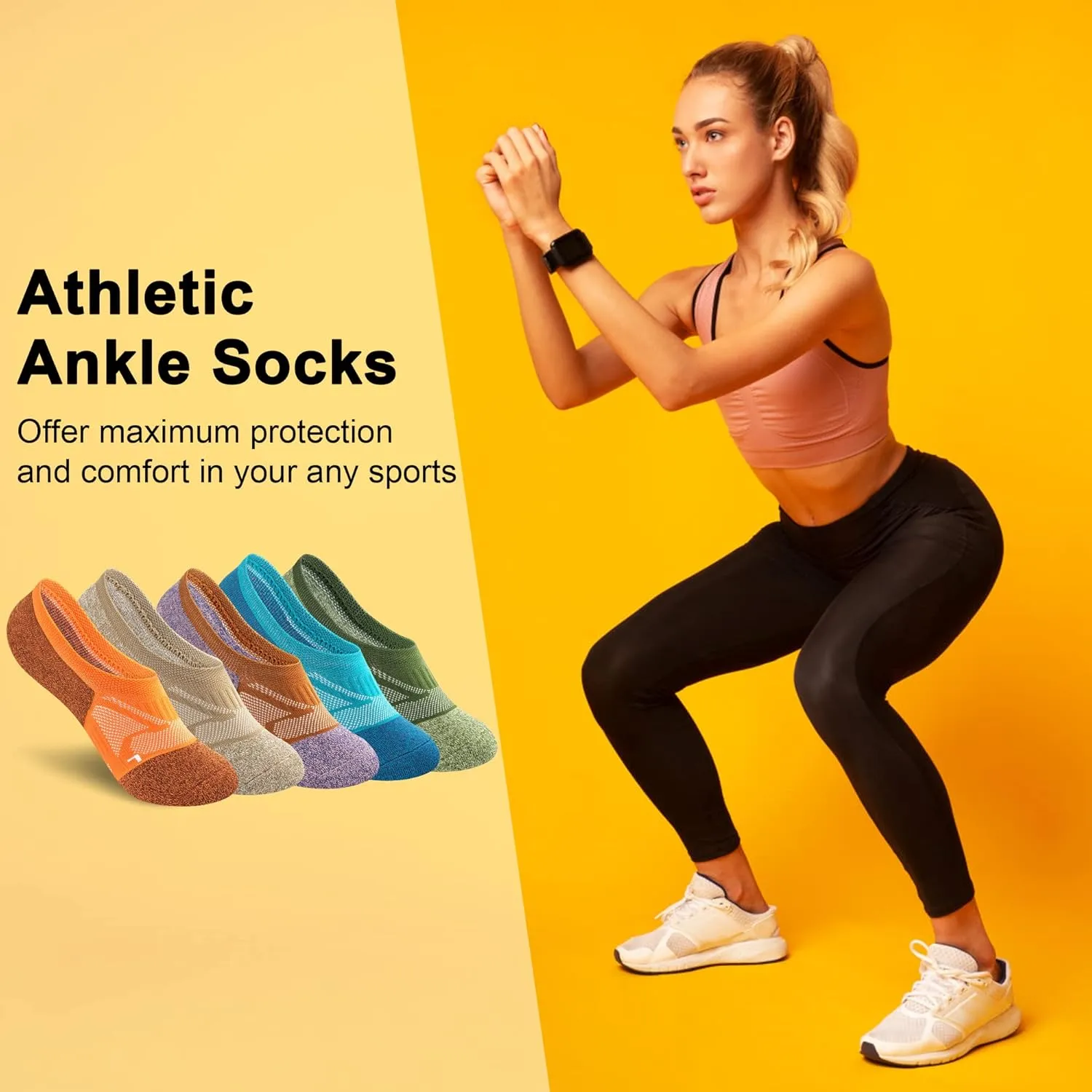 Gonii No Show Socks Womens Athletic Compression Running Low Cut Cushioned Socks 5 Pairs
