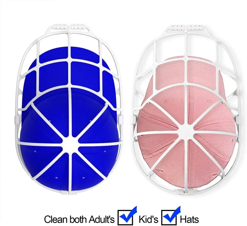 Hat Washer (3 Pack) - Baseball Cap Cleaner for Adults & Kids, Durable Plastic Hat Holder for Portable Washing Machines or Dishwashers, White