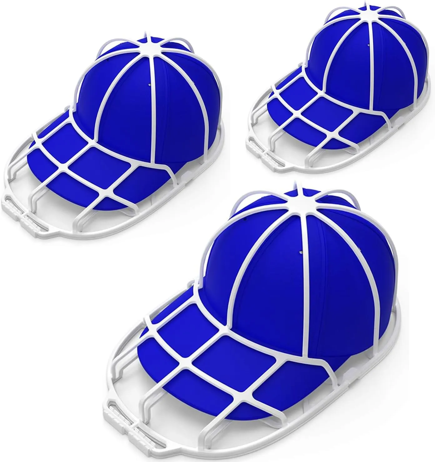 Hat Washer (3 Pack) - Baseball Cap Cleaner for Adults & Kids, Durable Plastic Hat Holder for Portable Washing Machines or Dishwashers, White