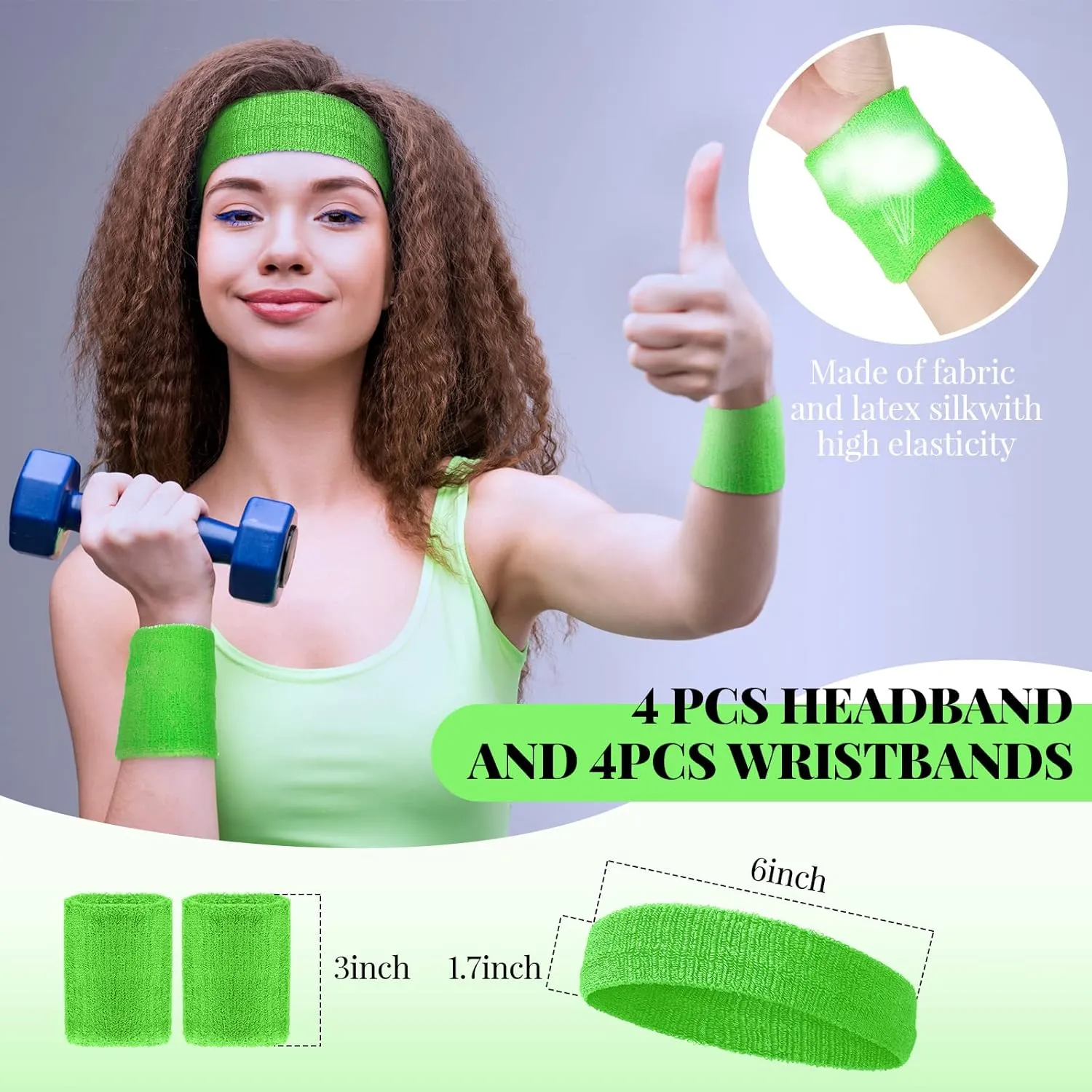 Haysandy Halloween 4 Sets Women 80s Leg Warmers Set Ribbed Leg Warmer for Neon Party with Fitness Headband Wristbands