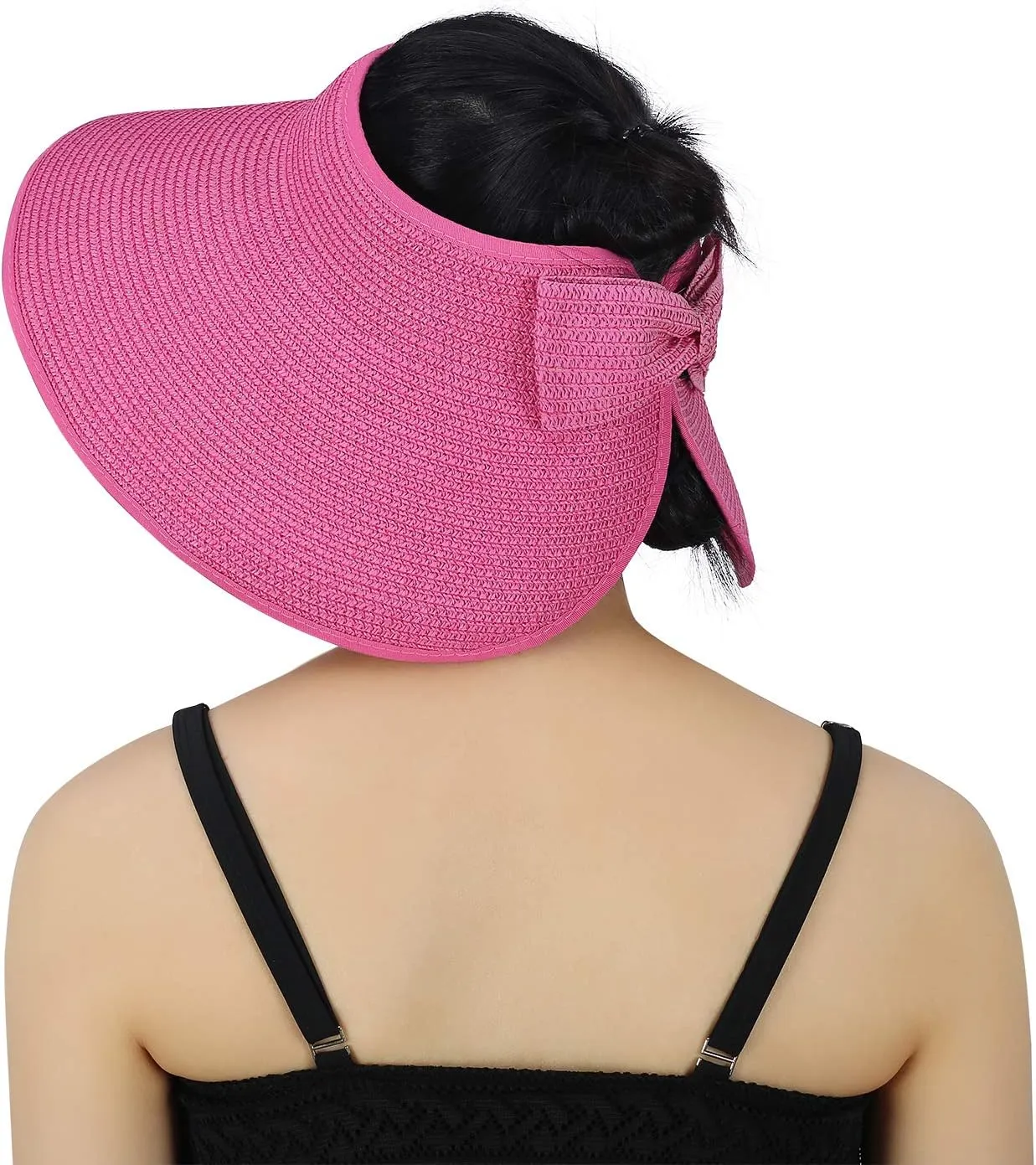HDE Sun Visor for Women Roll Up Ponytail Hat Packable Beach Straw Visor Sun Hats