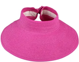 HDE Sun Visor for Women Roll Up Ponytail Hat Packable Beach Straw Visor Sun Hats