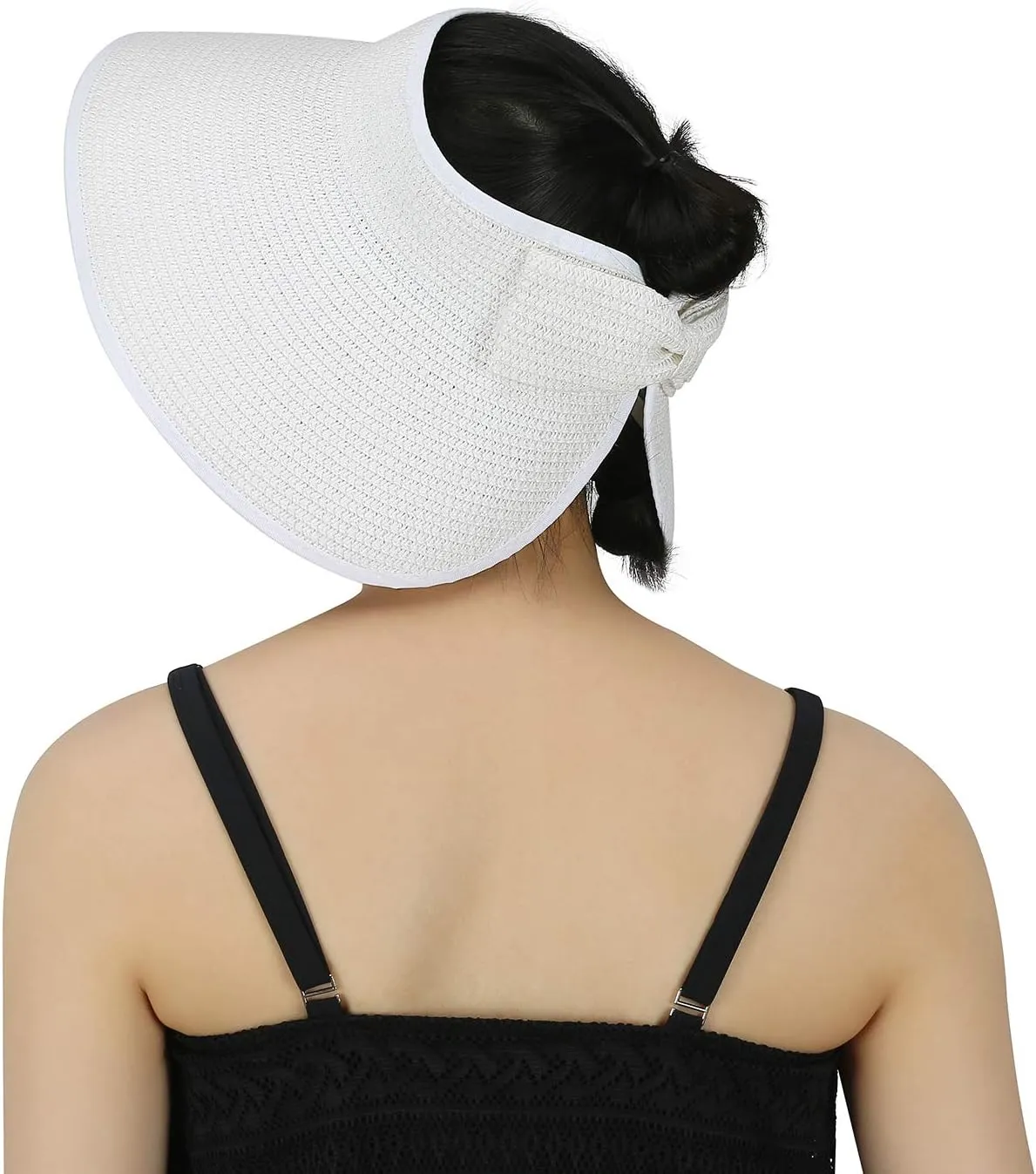 HDE Sun Visor for Women Roll Up Ponytail Hat Packable Beach Straw Visor Sun Hats