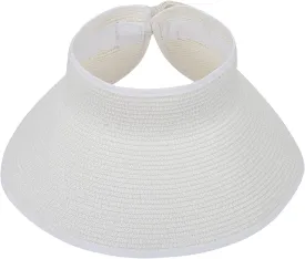 HDE Sun Visor for Women Roll Up Ponytail Hat Packable Beach Straw Visor Sun Hats