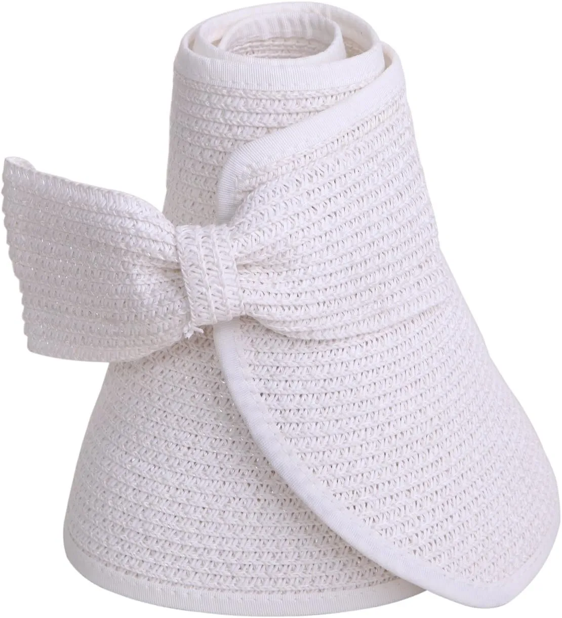 HDE Sun Visor for Women Roll Up Ponytail Hat Packable Beach Straw Visor Sun Hats
