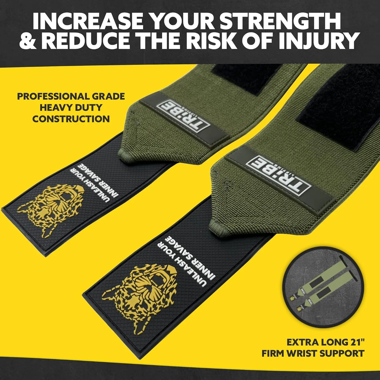 Heavy Duty Wrist Wraps and Lifting Straps - 21" Wrist Wraps for Weightlifting Men and 24" Wrist Straps for Weightlifting with Silicone Grip and Padding - Weight Lifting Wrist Wraps and Deadlift Straps