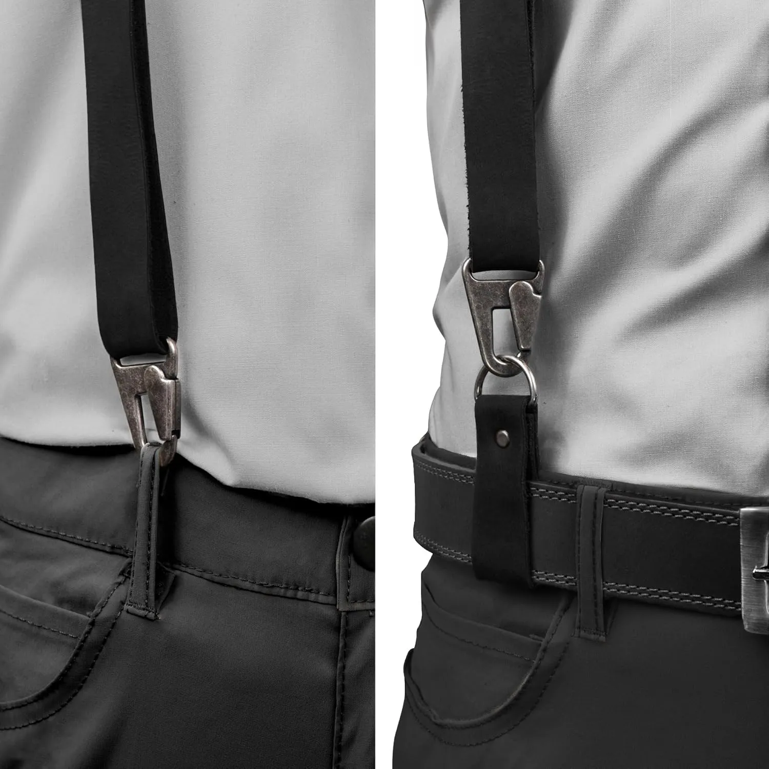Hide & Groom, Y Back Suspenders with Adjustable Size Straps for Men, Wedding, Steampunk Harness, Full Grain Leather, Handmade