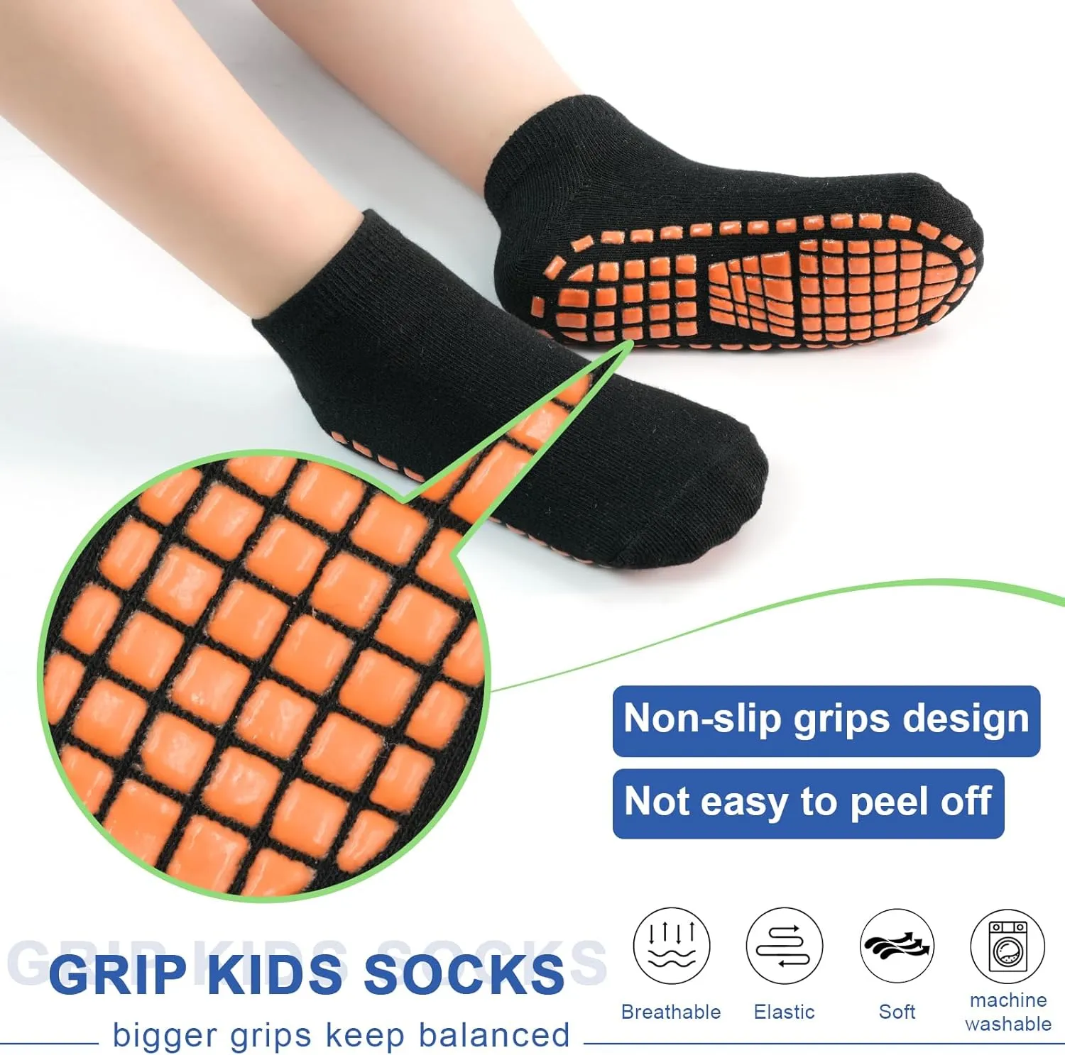 HYCLES Boys Girls Non-Slip Toddler Socks Grip Ankle Sticky Socks Anti-Skid Sock for Kids 6 Pairs for 2-13 Years Kids