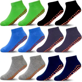 HYCLES Boys Girls Non-Slip Toddler Socks Grip Ankle Sticky Socks Anti-Skid Sock for Kids 6 Pairs for 2-13 Years Kids