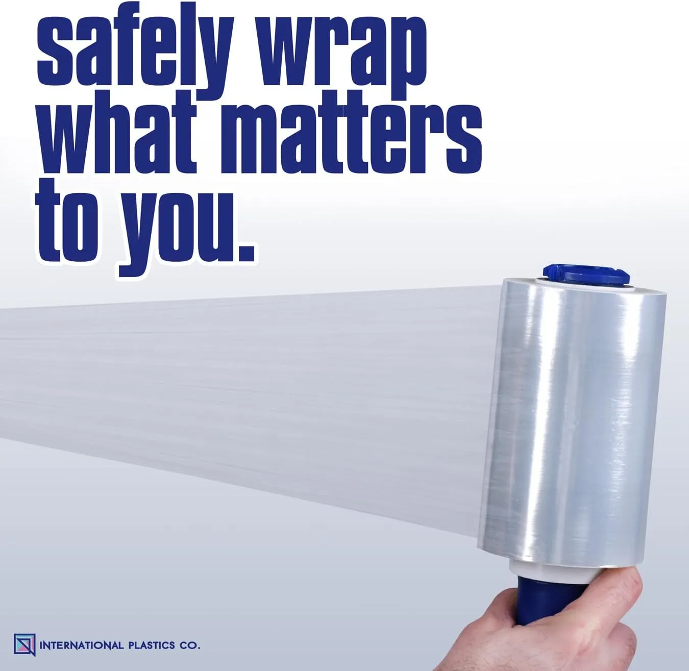 International Plastics Co. 5" Plastic Stretch Film Wrap with Rotating Handle 1000 feet 500% Stretch Ability