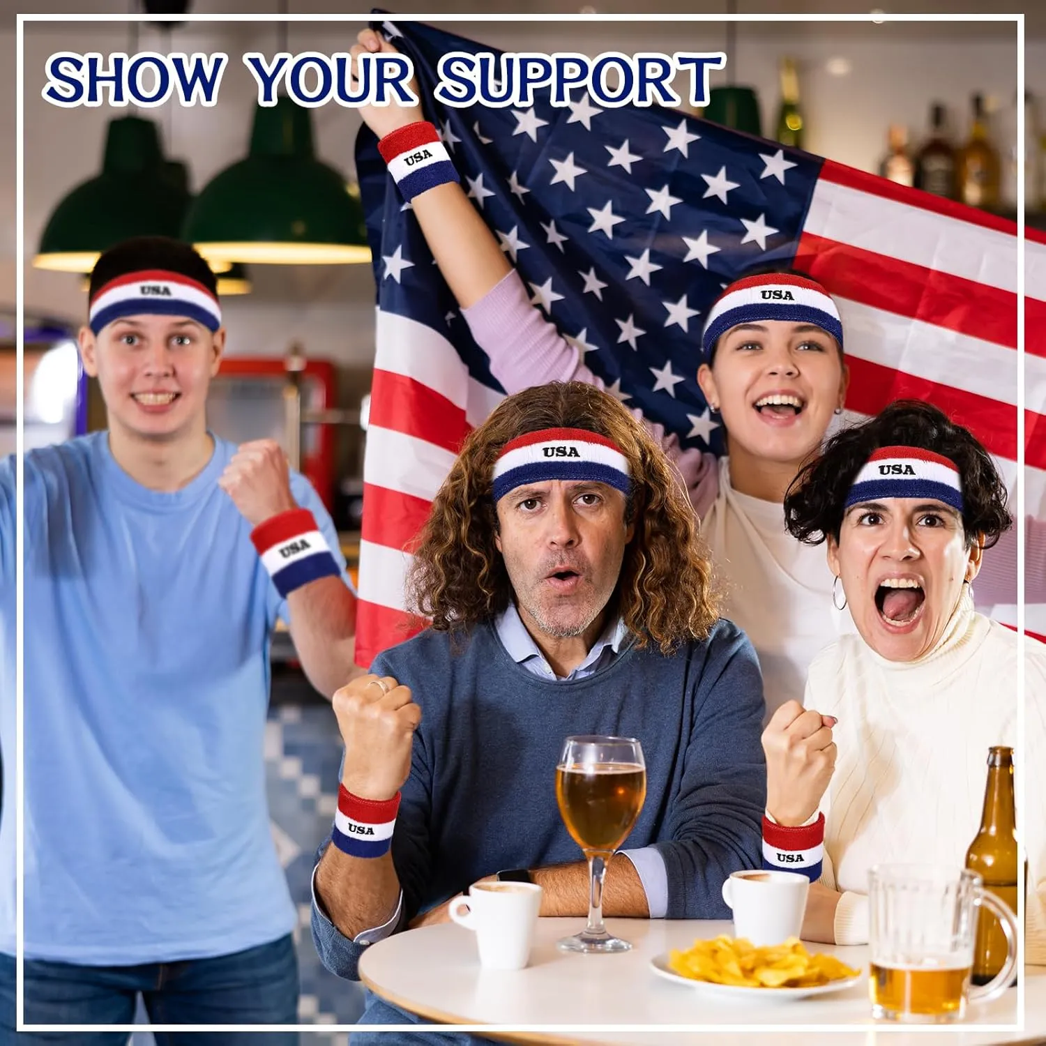 Jadive Italia Mexico USA Number 15 Sweatband Set Headband and Wristbands Includes 1 Head Sweatband and 2 Sports Wristband Costume Absorbing Headband USA Italy Mexico Costume