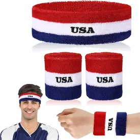 Jadive Italia Mexico USA Number 15 Sweatband Set Headband and Wristbands Includes 1 Head Sweatband and 2 Sports Wristband Costume Absorbing Headband USA Italy Mexico Costume