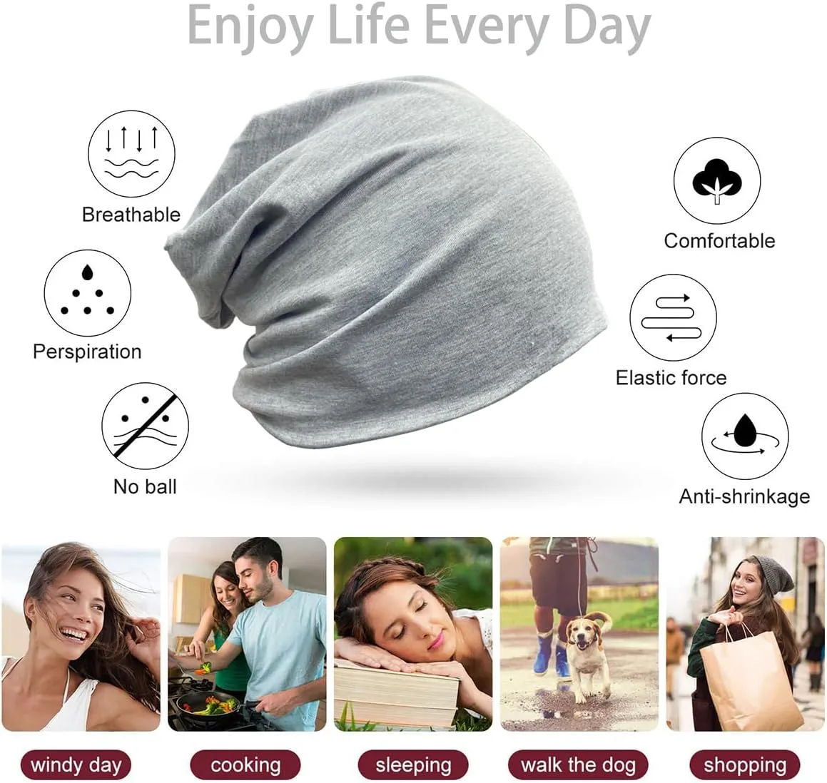 JarseHera Slouchy Beanie for Men Women Baggy Headwear Chemo Caps Cancer Hats