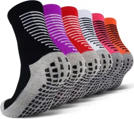 JHM Kid's Hospital Grip Athletic Sport Socks Slippers, 6 Pairs Color#2, 12-16 Years