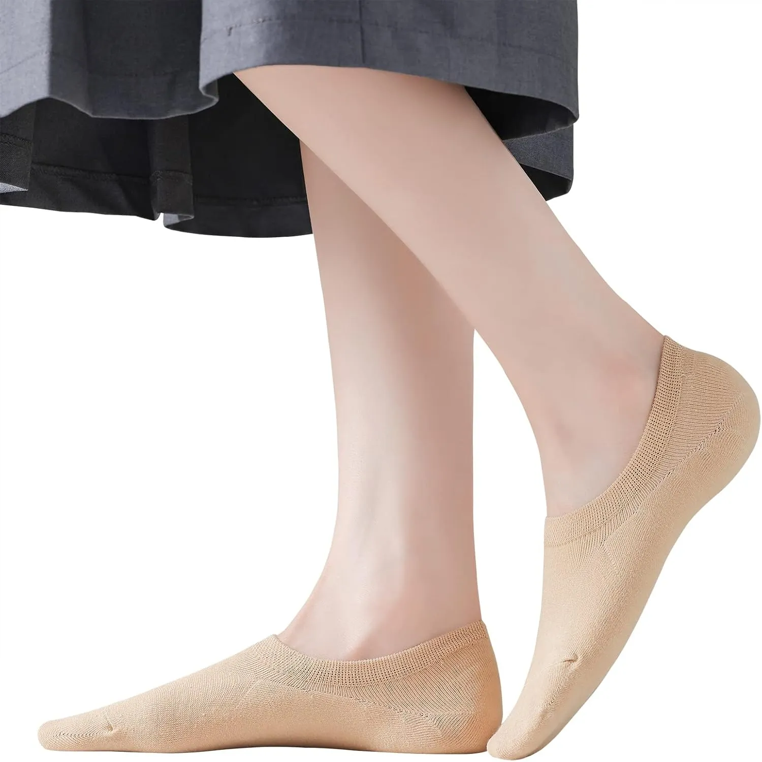 JORMATT No Show Socks Women Cotton Low Cut Flat Boat Liner Socks Non Slip 12 Pairs 6 Pairs