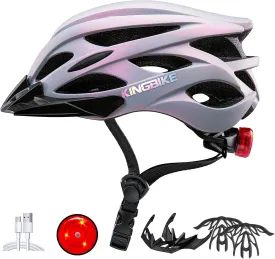 KINGBIKE Bike Helmet for Adult Men Women Youth Road Commute Mountain Cycling Helmets with USB Rechargeable Tail Light Replaceable Inner Pads and Visors Lightweight 2 Sizes 54-61cm/21.26-24.01in KINGBIKE Bike Helmet for Adult Men Women Youth Road Commute Mountain Cycling Helmets with USB Rechargeable Tail Light Replaceable Inner Pads and Visors Lightweight 2 Sizes 54-61cm/21.26-24.01in