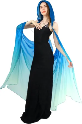KUOIN Hooded Cape for Women Full Length Tulle Gothic Bridal Fairy Cloak Off Shoudler Capelet 112CM