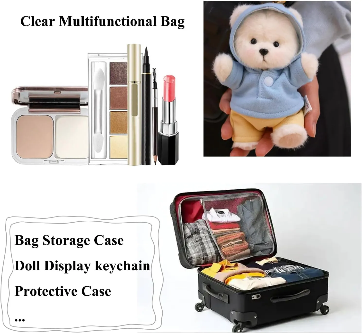 Large Clear Figure Display Bag with Keychain Blind Box Carrying Case Keychain Pouch Charms for Collectibles