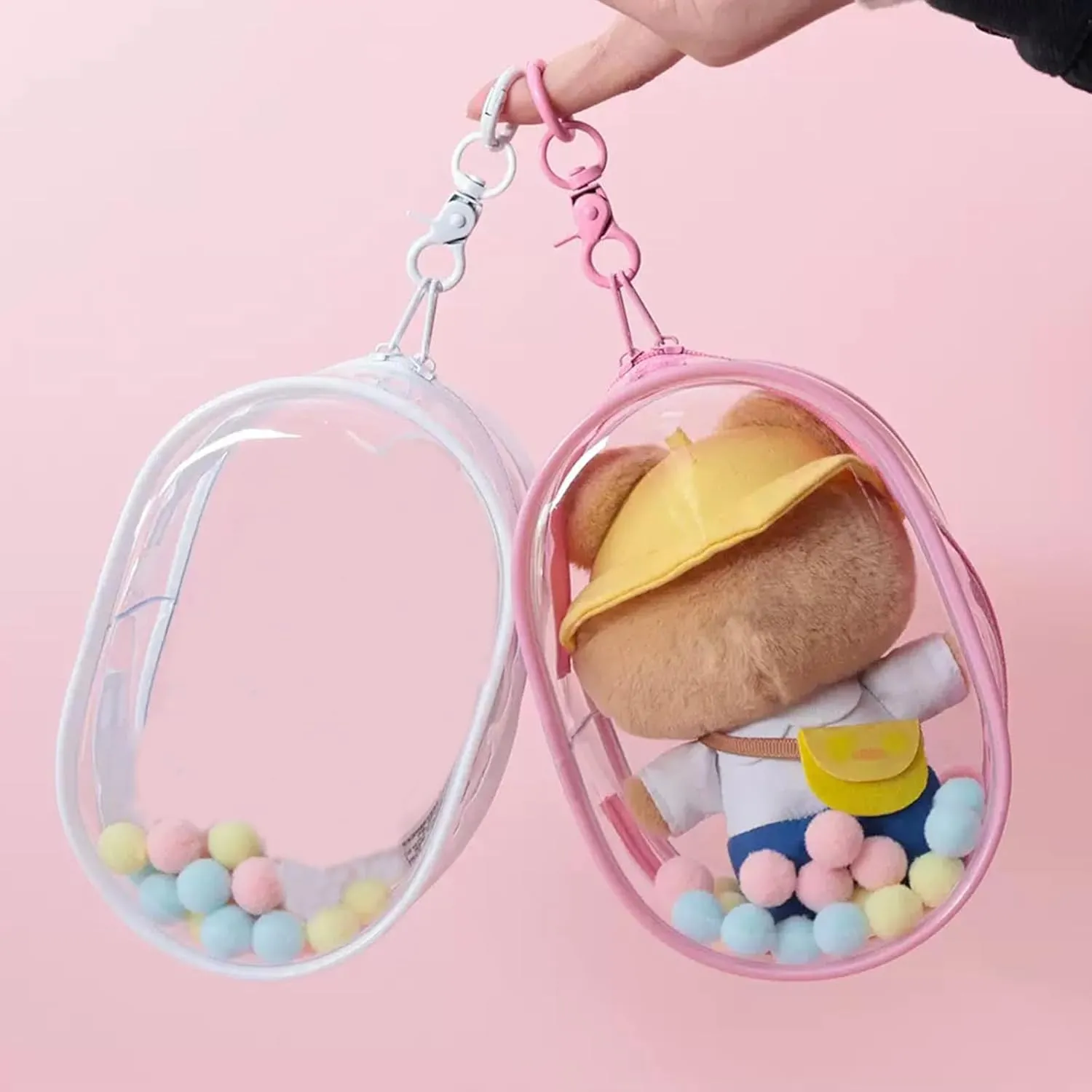 Large Clear Figure Display Bag with Keychain Blind Box Carrying Case Keychain Pouch Charms for Collectibles