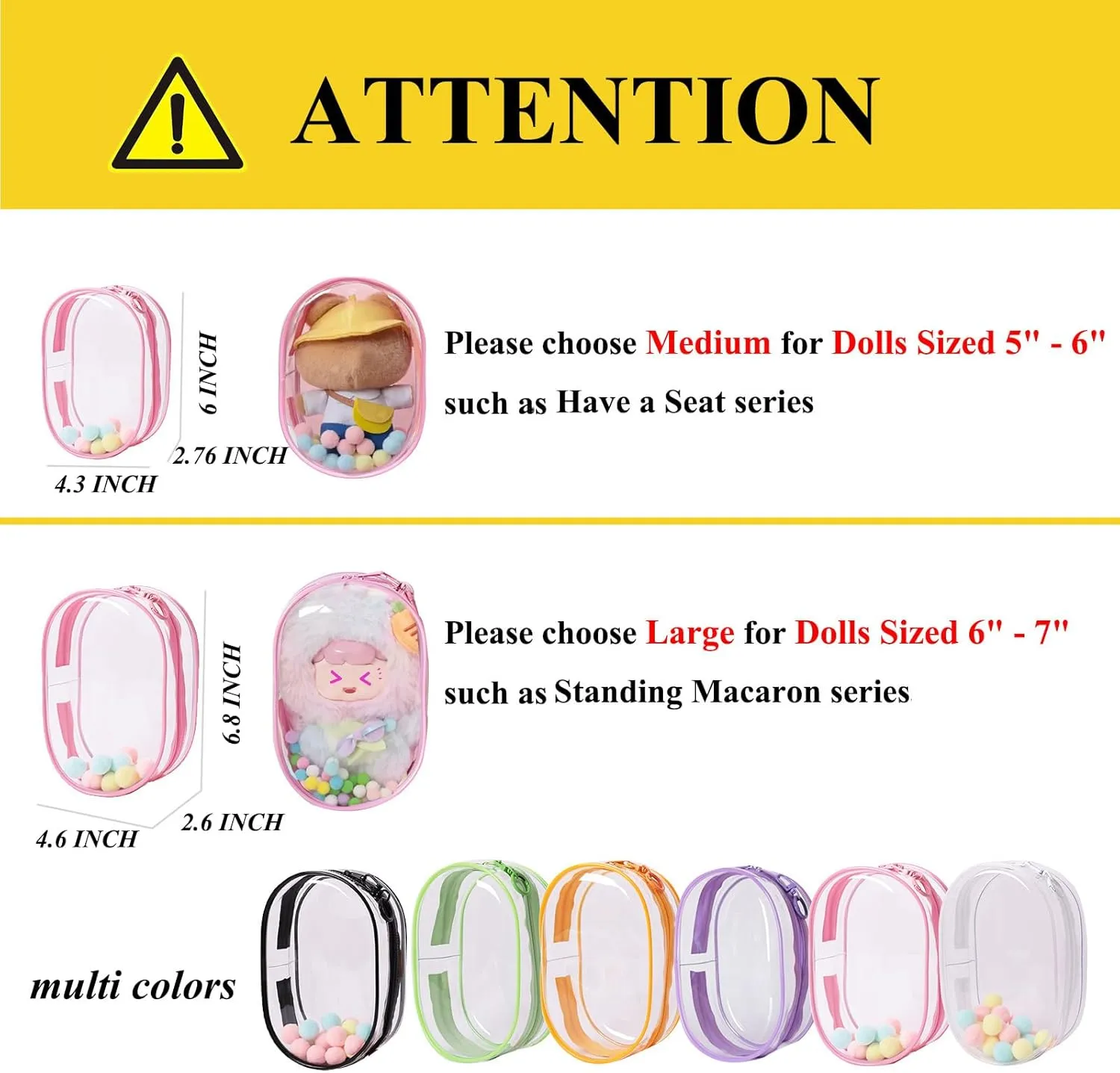 Large Clear Figure Display Bag with Keychain Blind Box Carrying Case Keychain Pouch Charms for Collectibles