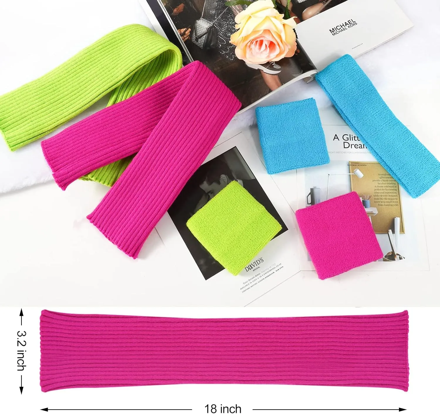 Leg Warmers for Women 80s Headband Wristbands Neon Leg Warmers Set for Sport Yoga - 80s Workout Clothes 90s Outfit for Women