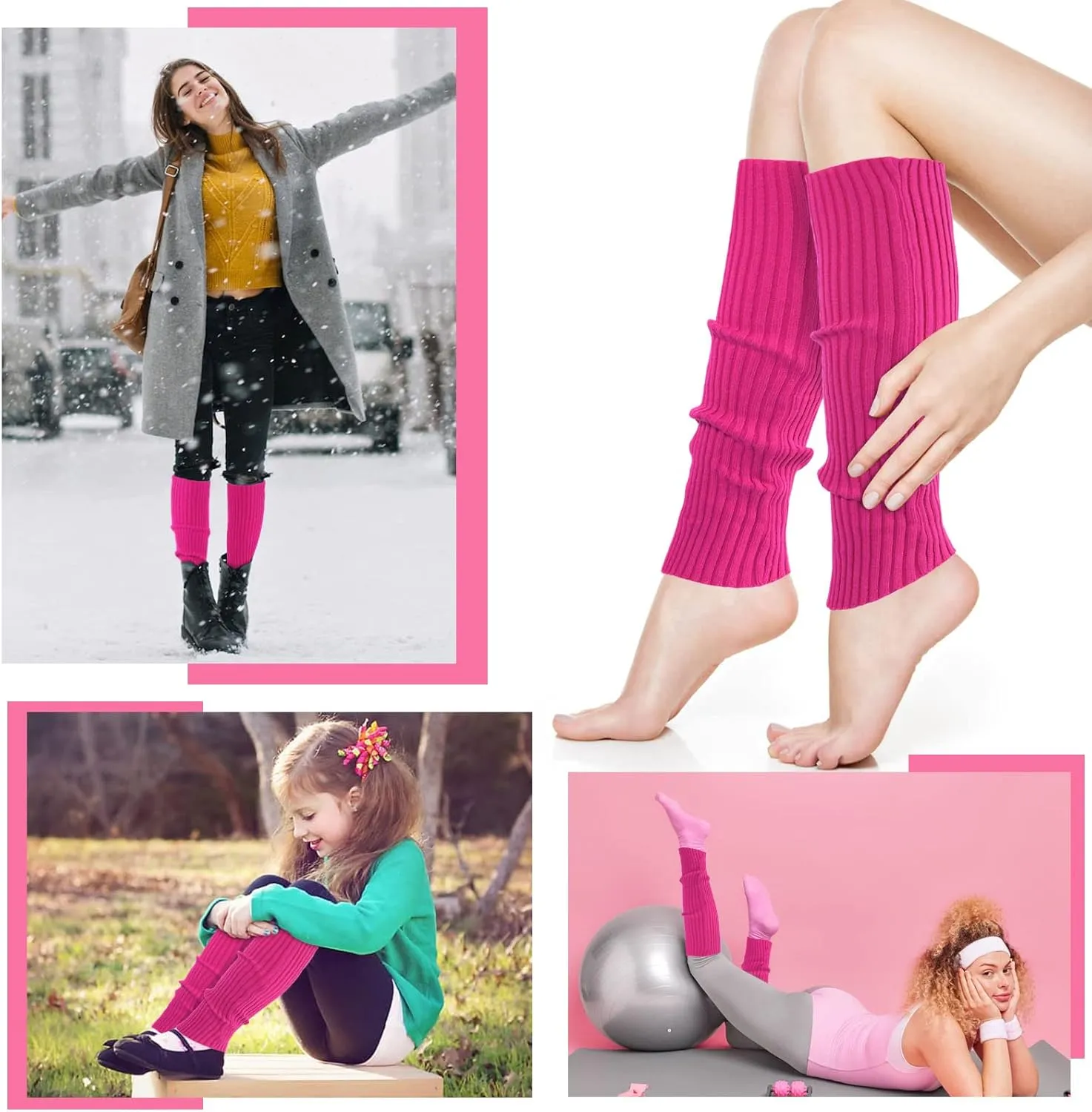 Leg Warmers for Women 80s Headband Wristbands Neon Leg Warmers Set for Sport Yoga - 80s Workout Clothes 90s Outfit for Women