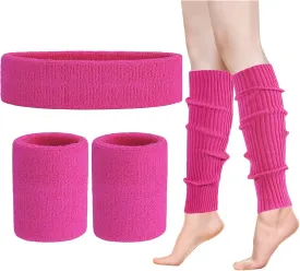 Leg Warmers for Women 80s Headband Wristbands Neon Leg Warmers Set for Sport Yoga - 80s Workout Clothes 90s Outfit for Women