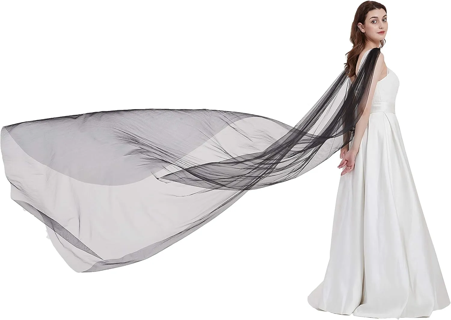 Leimandy Shoulder Cape Veil Tulle Church Bridal Cape Veil Chapel Wedding Veil B018