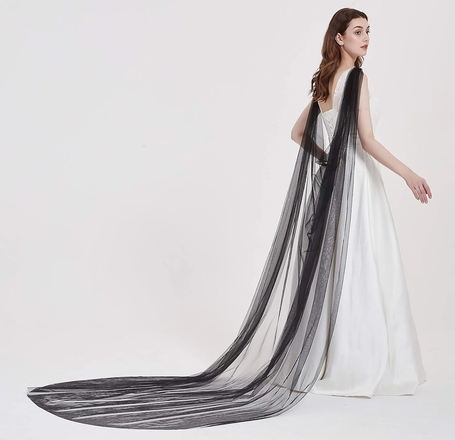 Leimandy Shoulder Cape Veil Tulle Church Bridal Cape Veil Chapel Wedding Veil B018
