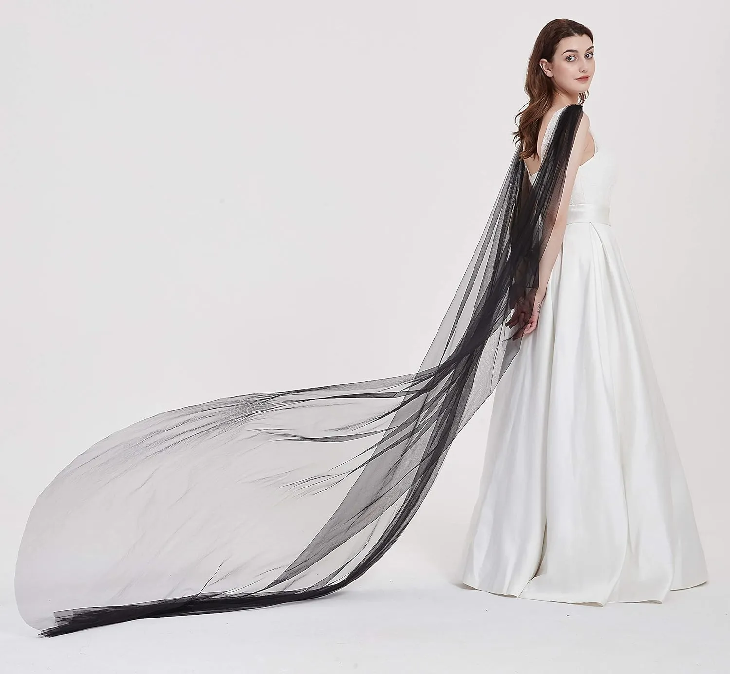 Leimandy Shoulder Cape Veil Tulle Church Bridal Cape Veil Chapel Wedding Veil B018